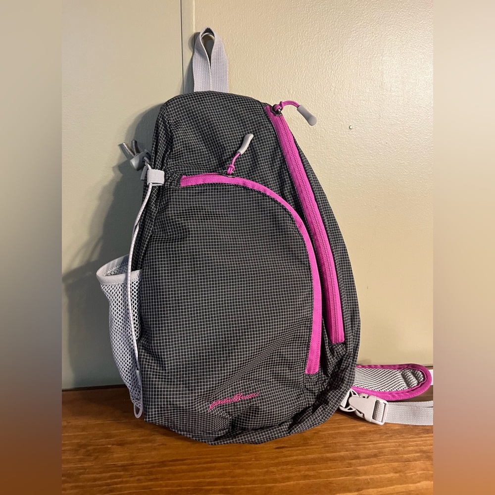 Eddie Bauer Black and Pink Sling Backpack